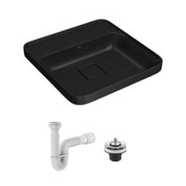 Cuba de Sobrepor Deca Slim 40x40 Quadrada Ébano Fosco + Válvula + Sifão Cuba de Sobrepor Deca Slim 40x40 Quadrada Ébano Fosco + Válvula + Sifão