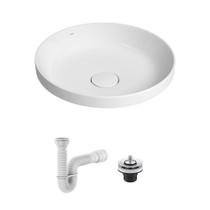 Cuba de Sobrepor Deca Slim 40x40 Redonda Branca + Válvula + Sifão