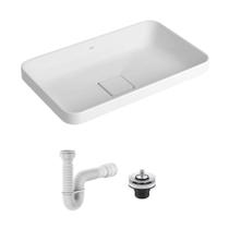 Cuba de Sobrepor Deca Slim 50x30 Retangular Branca + Válvula + Sifão