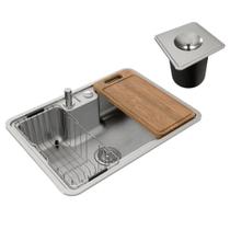 Cuba De Sobrepor Embutir 68x48 Em Aço Inox Com Acessórios e Lixeira Para Cozinha DocolMassima Cuba De Sobrepor Embutir 68x48 Em Aço Inox Com Acessórios e Lixeira Para Cozinha DocolMassima