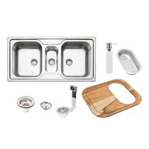 Cuba de Sobrepor Inox Acetinado 100x50cm Marea 2.5C 34 com Acessórios Tramontina 93831103