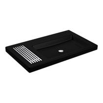 Cuba de Sobrepor Lavatório Retangular com Mesa e Saboneteira Grelha 80X47,5cm Ébano Fosco Cromado - L.1044C.94