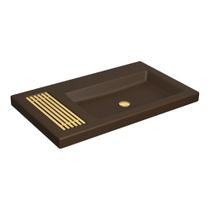 Cuba de Sobrepor Lavatório Retangular com Mesa e Saboneteira Grelha 80X47,5cm Marrom Fosco Gold - L.1044.GL.22