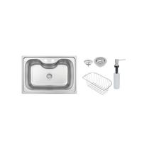 Cuba de Sobrepor Morgana 69x49 cm em Aço Inox Acetinado com Válvula, Dosador de Sabão e Cesta Tramontina 93806/152 Cuba de Sobrepor Morgana 69x49 cm em Aço Inox Acetinado com Válvula, Dosador de Sabão e Cesta Tramontina 93806/152