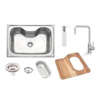 Cuba de Sobrepor Morgana 69x49 cm em Aço Inox com Acabamento Acetinado com Misturador, Válvula, Dosador de Sabão, Tábua e Cesto Tramontina 93806/112 Cuba de Sobrepor Morgana 69x49 cm em Aço Inox com Acabamento Acetinado com Misturador, Válvula, Dosador de Sabão, Tábua e Cesto Tramontina 93806/112