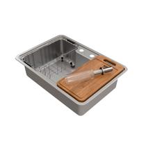 Cuba de Sobrepor ou Embutir Docol Massima 68x48x20 cm em Aço Inox Escovado com Acessórios