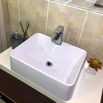 Cuba de sobrepor para banheiro 48x36 Lapa em mármore sintético retangular