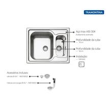 Cuba de Sobrepor Tramontina Marea em Aço Inox Acetinado Cuba de Sobrepor Tramontina Marea em Aço Inox Acetinado