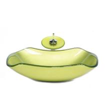 Cuba De Vidro Abaulada 45Cm Verde Oliva + Valvula + Torneira Cuba De Vidro Abaulada 45Cm Verde Oliva + Valvula + Torneira