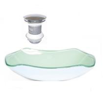 Cuba de vidro abaulada 51cm branca + valvula click