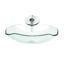 Cuba De Vidro Abaulada 51Cm Incolor + Válvula + Torneira Cuba De Vidro Abaulada 51Cm Incolor + Válvula + Torneira