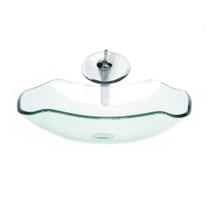 Cuba De Vidro Abaulada 51Cm Incolor + Válvula + Torneira Cuba De Vidro Abaulada 51Cm Incolor + Válvula + Torneira