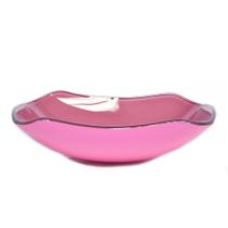 Cuba de vidro abaulada 51cm rosa
