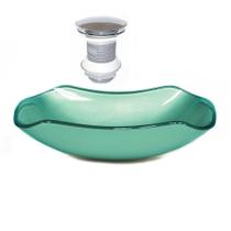 Cuba de vidro abaulada 51cm verde + valvula click