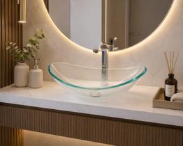 Cuba de Vidro Apoio Incolor Oval Glass Mosaic Transparente Cuba de Vidro Apoio Incolor Oval Glass Mosaic Transparente