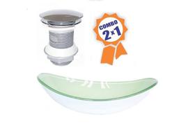 Cuba de vidro oval 47cm branca + válvula click