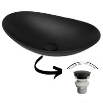 Cuba de vidro oval 47cm + valvula inteligente click para banheiros e lavabos - linha premium tons matte / fosco - Lopazzi