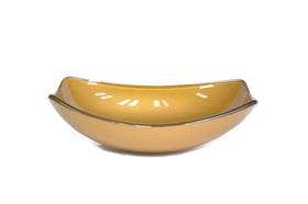 Cuba de vidro oval chanfrada 46cm dourado real