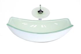 Cuba de vidro oval chanfrada 51cm branca + valvula + torneira cascata