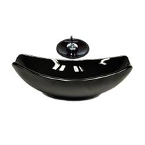 Cuba de vidro oval chanfrada 51cm preta + valvula + torneira cascata Cuba de vidro oval chanfrada 51cm preta + valvula + torneira cascata