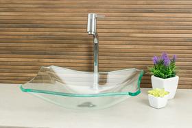 Cuba de Vidro p/ Banheiro Lavabo Retrô 38 cm + Válvula Click