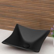 Cuba de Vidro p/ Banheiros e Lavabos Modelo de Apoio Quadrada 30cm - Acabamento Preto Fosco Cuba de Vidro p/ Banheiros e Lavabos Modelo de Apoio Quadrada 30cm - Acabamento Preto Fosco