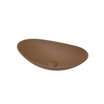Cuba De Vidro Para Banheiro E Lavabo Fosco Matte Oval 47,5cm MARROM MATTE Cuba De Vidro Para Banheiro E Lavabo Fosco Matte Oval 47,5cm MARROM MATTE