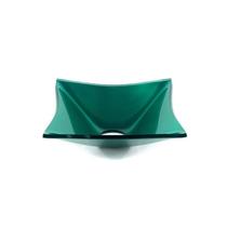 Cuba de Vidro Quadrada 31cm X 31cm X 13cm Verde