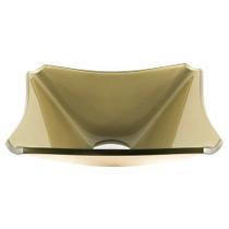 Cuba de vidro quadrada chanfrada 34cm champanhe