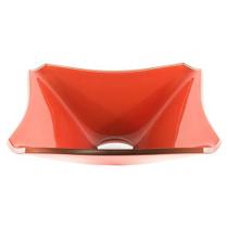 Cuba de vidro quadrada chanfrada 34cm vermelho ferrari