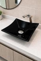 Cuba De Vidro Quadrada Luxo Para Banheiro E Lavabo Tampo Moderno