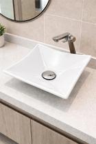 Cuba De Vidro Quadrada Para Banheiros E Lavabo Tampo Moderno Pia De Sobrepor