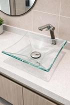 Cuba De Vidro Quadrada Para Banheiros E Lavabo Tampo Moderno Pia De Sobrepor Cuba De Vidro Quadrada Para Banheiros E Lavabo Tampo Moderno Pia De Sobrepor