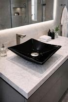 Cuba De Vidro Quadrada Para Banheiros Luxo Tampo Moderno