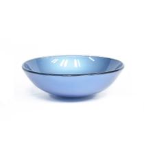 Cuba de vidro redonda 31cm azul