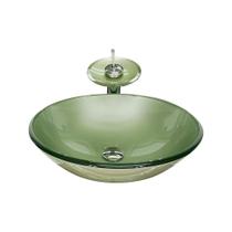 Cuba De Vidro Redonda 31Cm Champanhe + Válvula + Torneira Cuba De Vidro Redonda 31Cm Champanhe + Válvula + Torneira