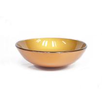 Cuba de vidro redonda 31cm dourado real