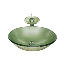 Cuba De Vidro Redonda 35Cm Champanhe + Válvula + Torneira Cuba De Vidro Redonda 35Cm Champanhe + Válvula + Torneira