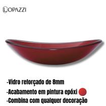 Cuba de vidro reforçado oval canoa modelo apoio p/ banheiros e lavabos - varias cores brilhantes - Lopazzi