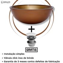 Cuba de vidro reforçado p/ banheiros e lavabos + válvula inteligente click inox inclusa - redonda 30cm - Lopazzi