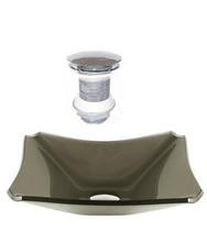 Cuba De Vidro Retangular 37Cm Ouro Envelhecido Válvula