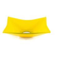 Cuba de vidro retangular 39cm amarela