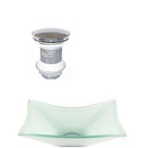 Cuba de vidro retangular 39cm branca + valvula click Cuba de vidro retangular 39cm branca + valvula click