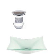 Cuba De Vidro Retangular 39Cm Branca + Valvula Click