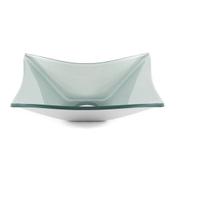 Cuba de vidro retangular 39cm prata