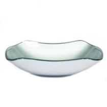 Cuba de vidro retangular abaulada 45cm prata