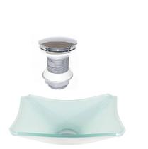 Cuba de vidro retangular chanfrada 37cm branco + válvula click Cuba de vidro retangular chanfrada 37cm branco + válvula click