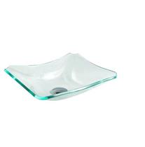 Cuba de vidro retangular chanfrada 37cm incolor