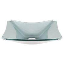 Cuba de vidro retangular chanfrada 37cm prata