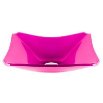 Cuba de vidro retangular chanfrada 37cm rosa